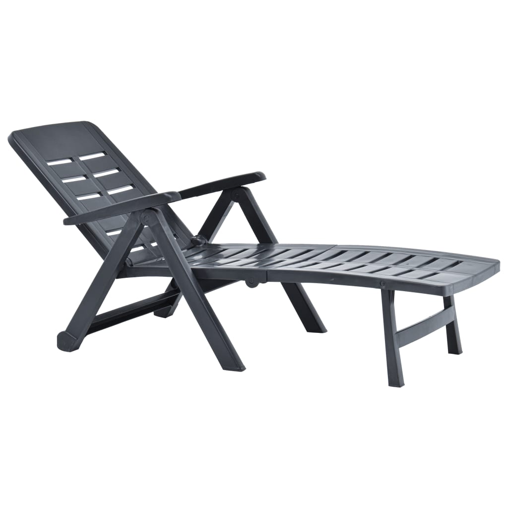 vidaXL Șezlong pliabil, antracit, plastic