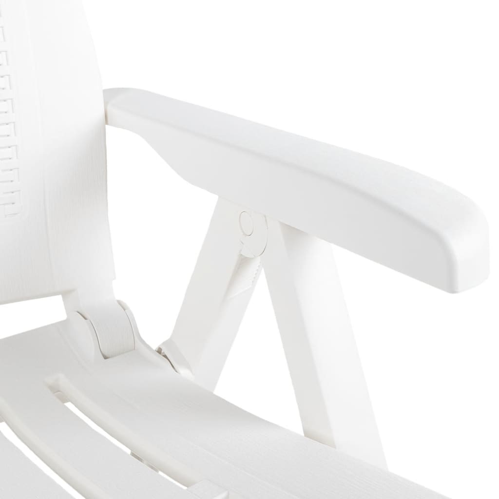vidaXL Scaune de grădină rabatabile, 2 buc., alb, plastic