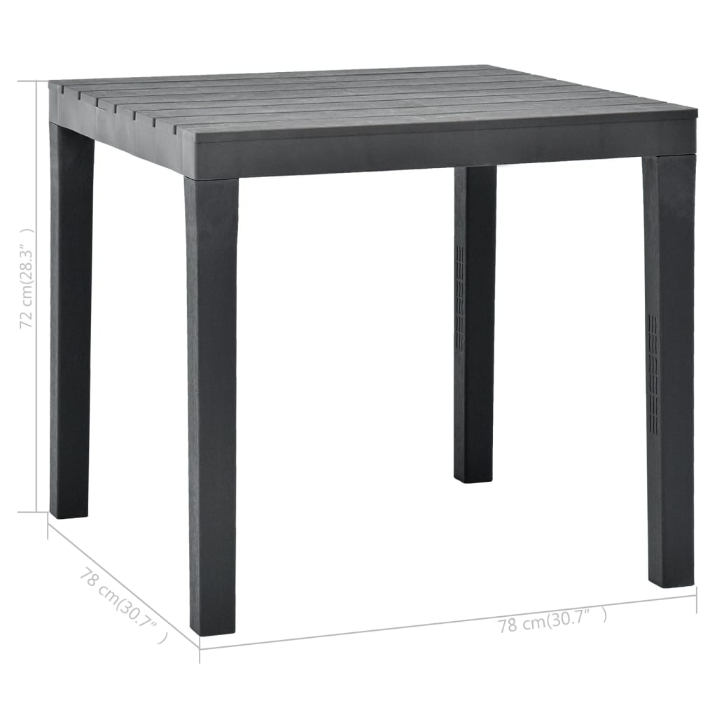 vidaXL Masă de grădină, antracit, 78 x 78 x 72 cm, plastic vidaXL Masă de grădină, antracit, 78 x 78 x 72 cm, plastic