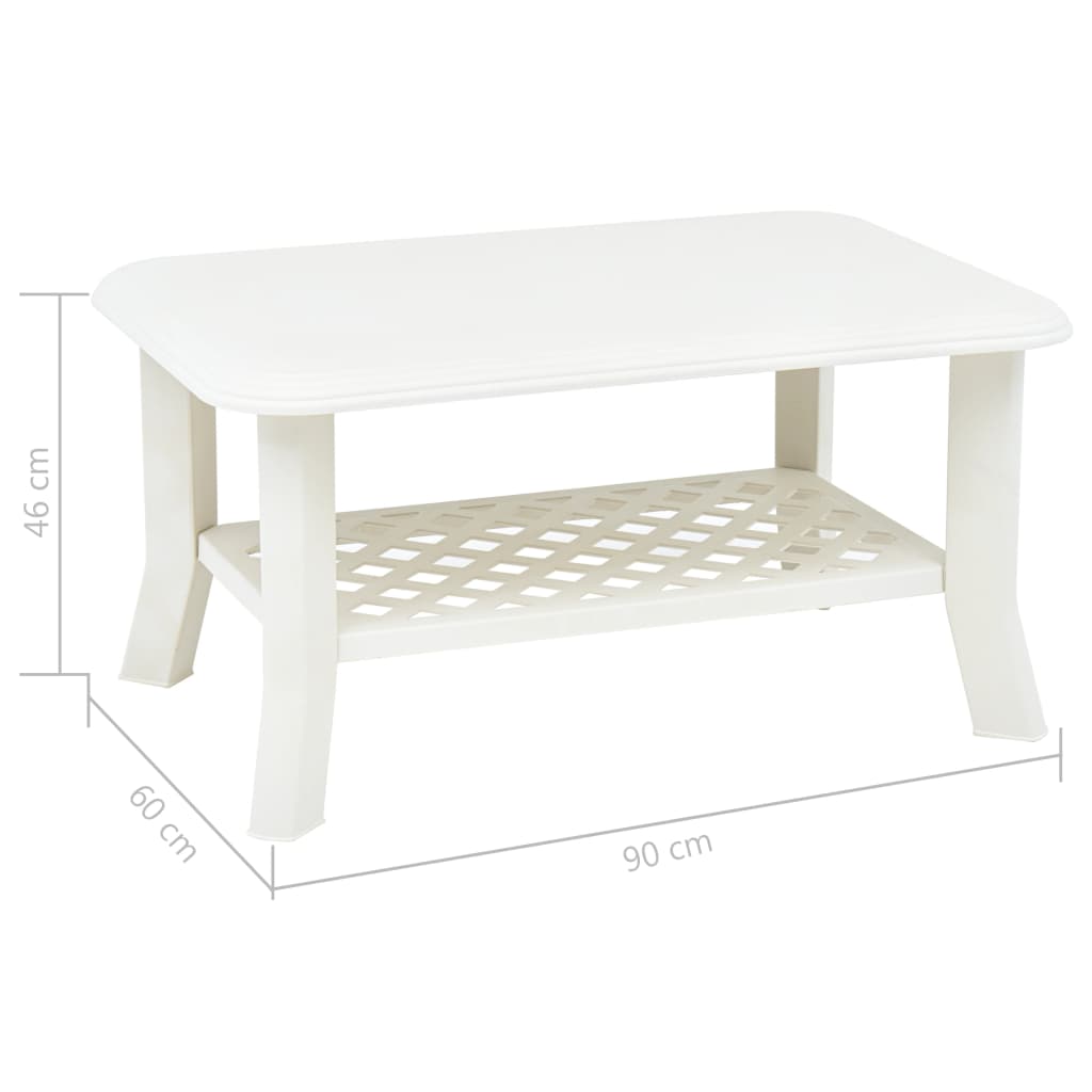 vidaXL Măsuță de cafea, alb, 90 x 60 x 46 cm, plastic