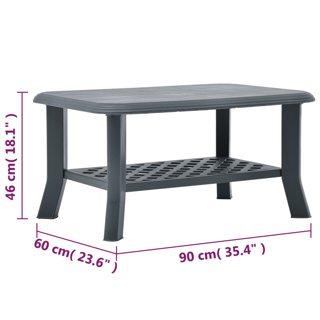 vidaXL Măsuță de cafea, verde, 90 x 60 x 46 cm, plastic