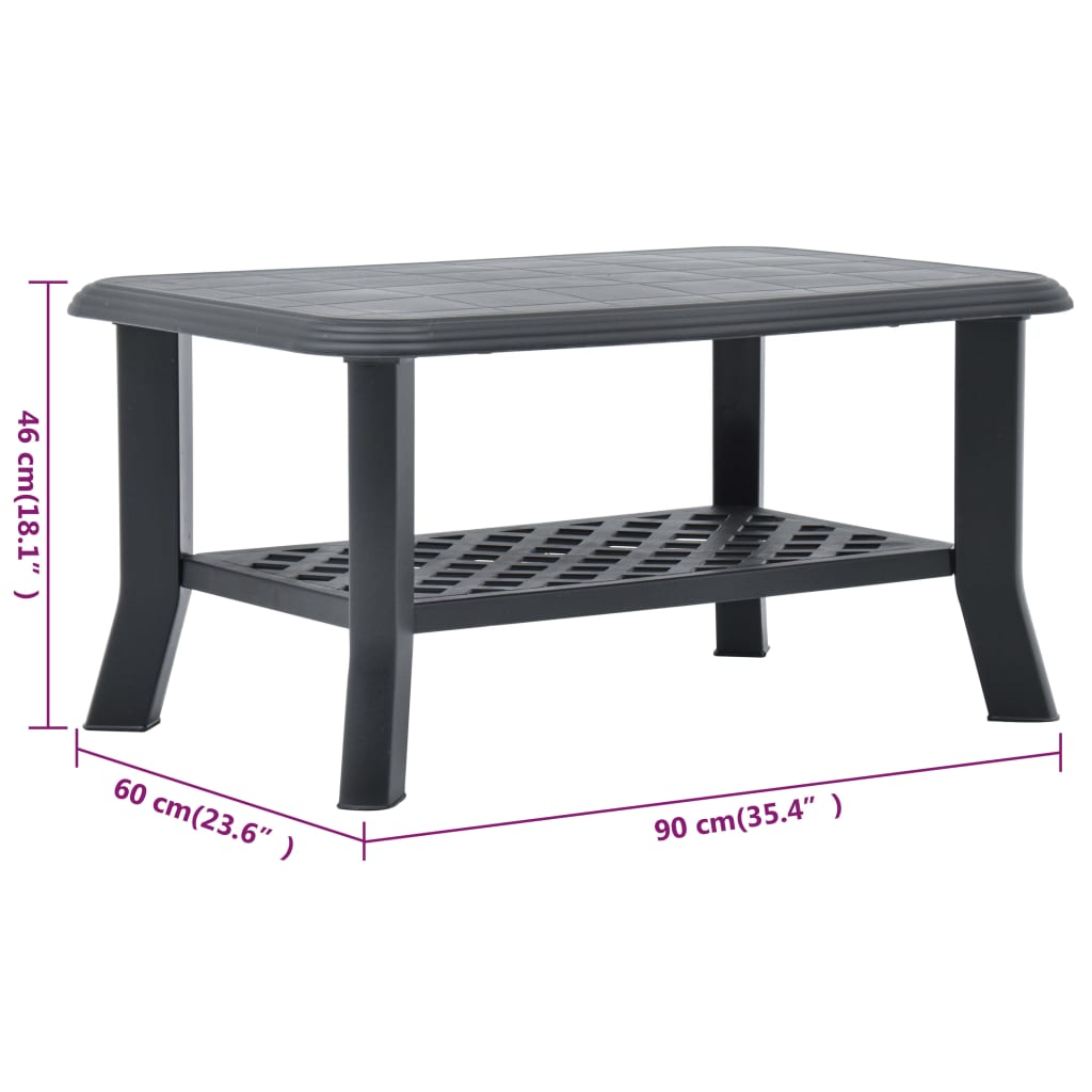 vidaXL Măsuță de cafea, antracit, 90 x 60 x 46 cm, plastic vidaXL Măsuță de cafea, antracit, 90 x 60 x 46 cm, plastic
