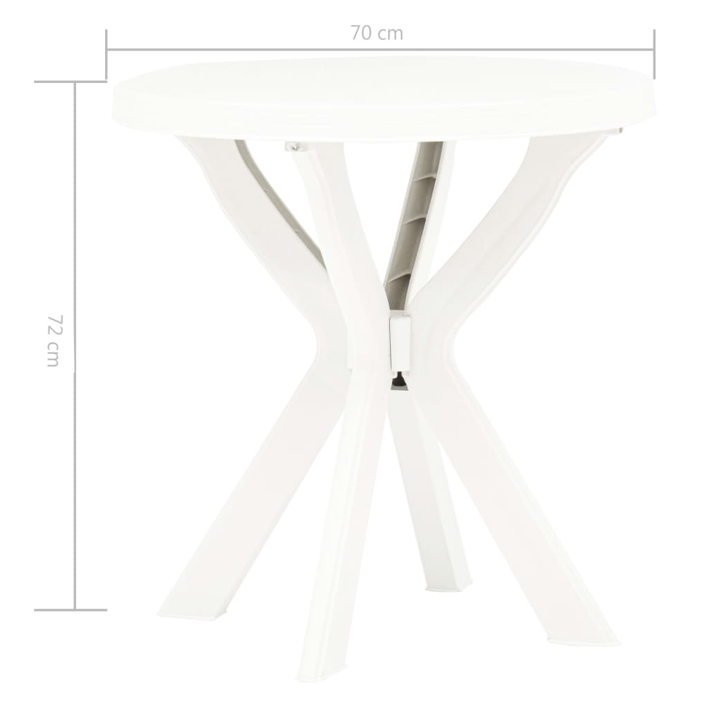 vidaXL Masă de bistro, alb, Ø70 cm, plastic vidaXL Masă de bistro, alb, Ø70 cm, plastic