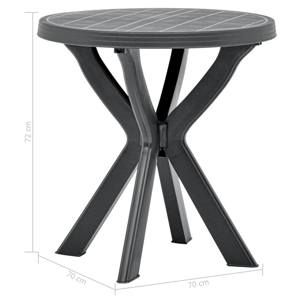vidaXL Masă de bistro, antracit, Ø70 cm, plastic