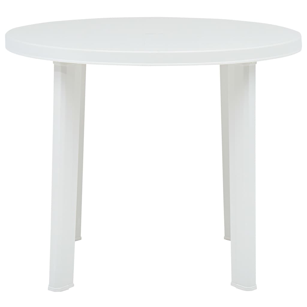 vidaXL Masă de grădină, alb, 89 cm, plastic