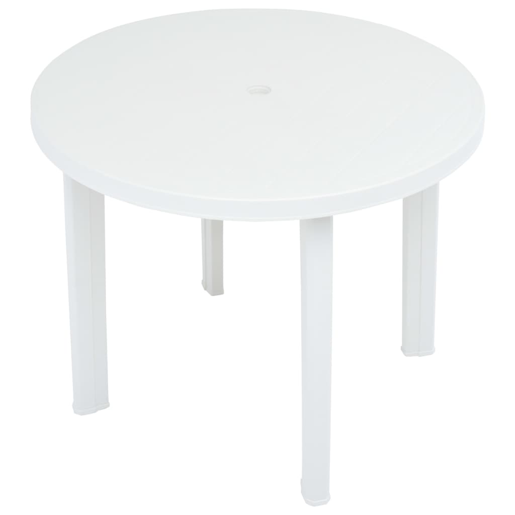 vidaXL Masă de grădină, alb, 89 cm, plastic