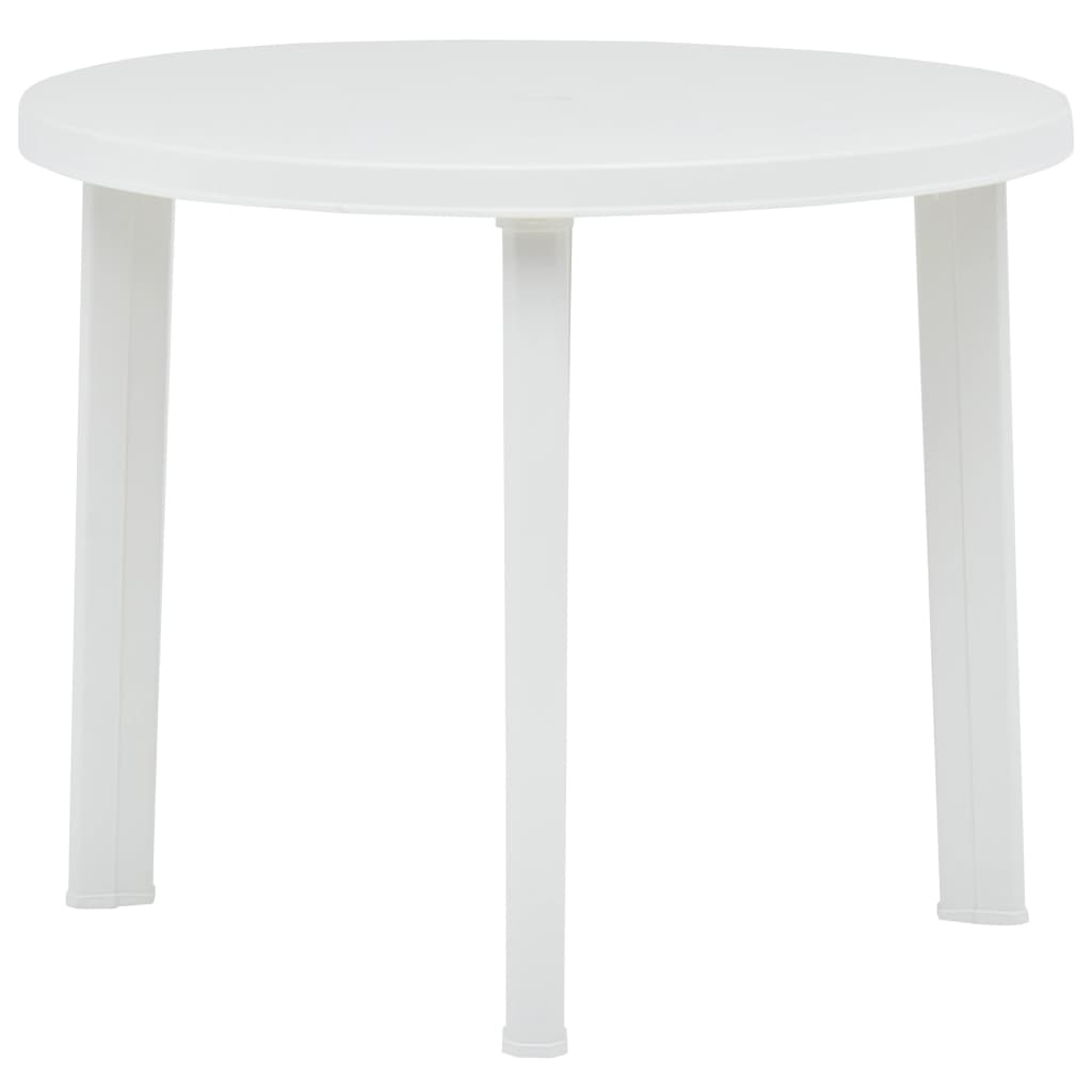 vidaXL Masă de grădină, alb, 89 cm, plastic
