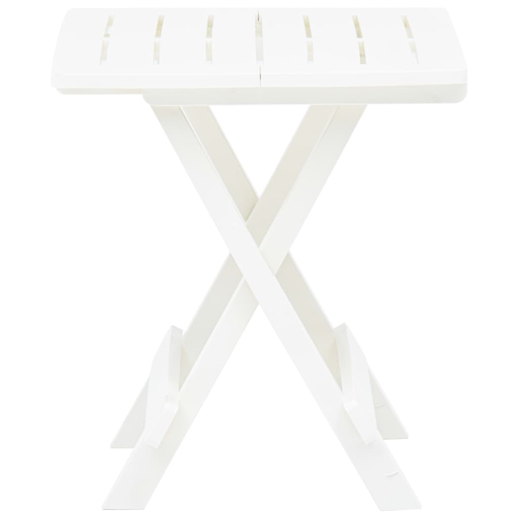 vidaXL Masă de grădină pliabilă, alb, 45 x 43 x 50 cm, plastic
