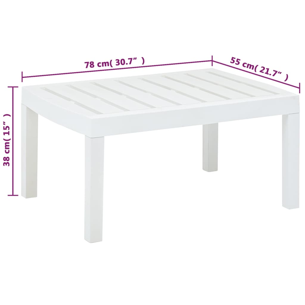 vidaXL Masă de grădină, alb, 78 x 55 x 38 cm, plastic vidaXL Masă de grădină, alb, 78 x 55 x 38 cm, plastic