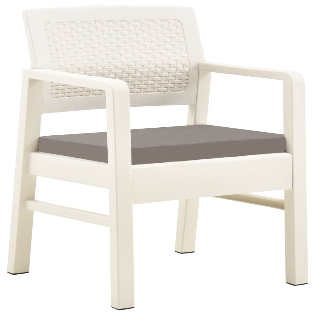 vidaXL Set mobilier de grădină, 3 piese, alb, plastic vidaXL Set mobilier de grădină, 3 piese, alb, plastic
