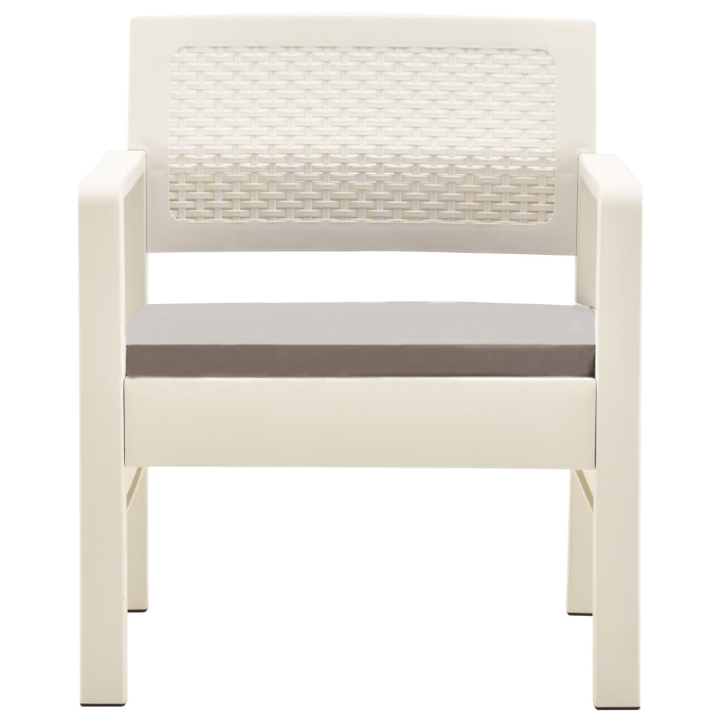 vidaXL Set mobilier de grădină, 3 piese, alb, plastic vidaXL Set mobilier de grădină, 3 piese, alb, plastic
