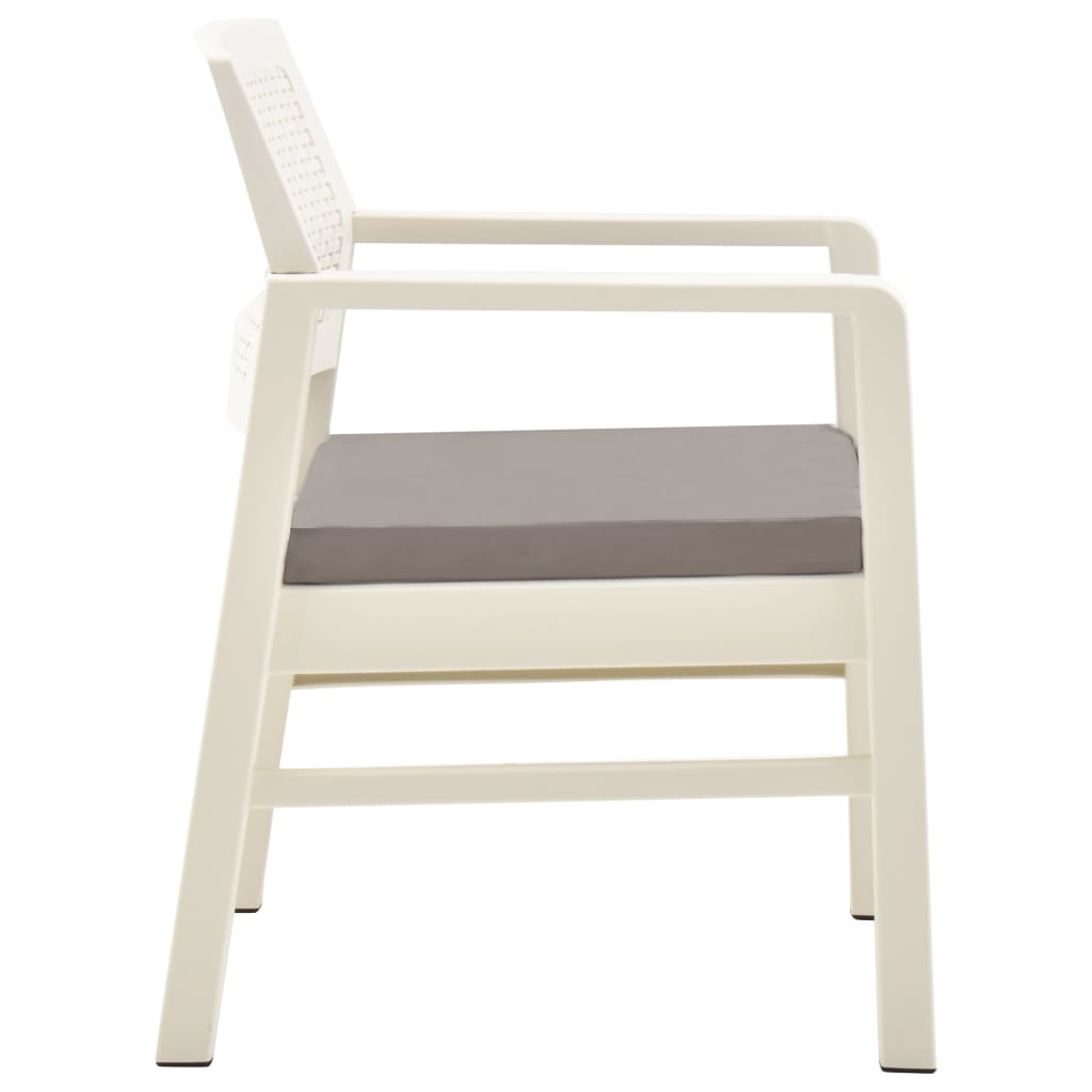 vidaXL Set mobilier de grădină, 3 piese, alb, plastic vidaXL Set mobilier de grădină, 3 piese, alb, plastic