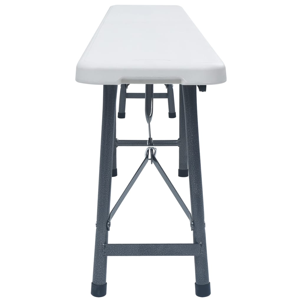 vidaXL Bănci de grădină pliabile, 2 buc., alb, 180 cm, HDPE vidaXL Bănci de grădină pliabile, 2 buc., alb, 180 cm, HDPE