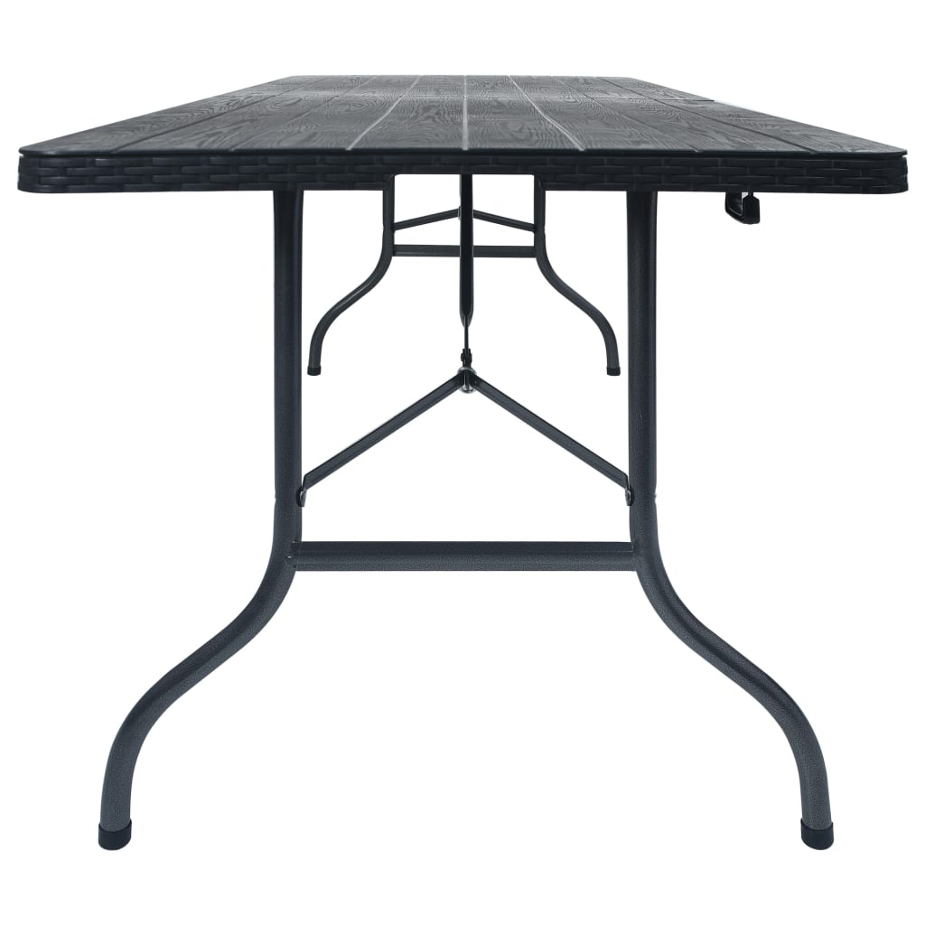 vidaXL Masă grădină pliabilă, negru, 180x75x72 cm, HDPE imitație ratan
