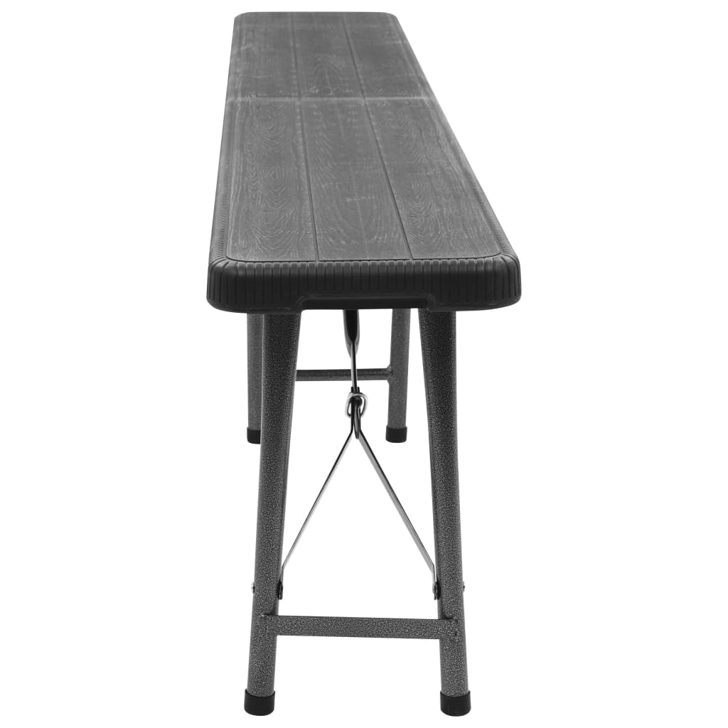 vidaXL Bănci de grădină pliabile, 2 buc., negru, 180 cm, HDPE