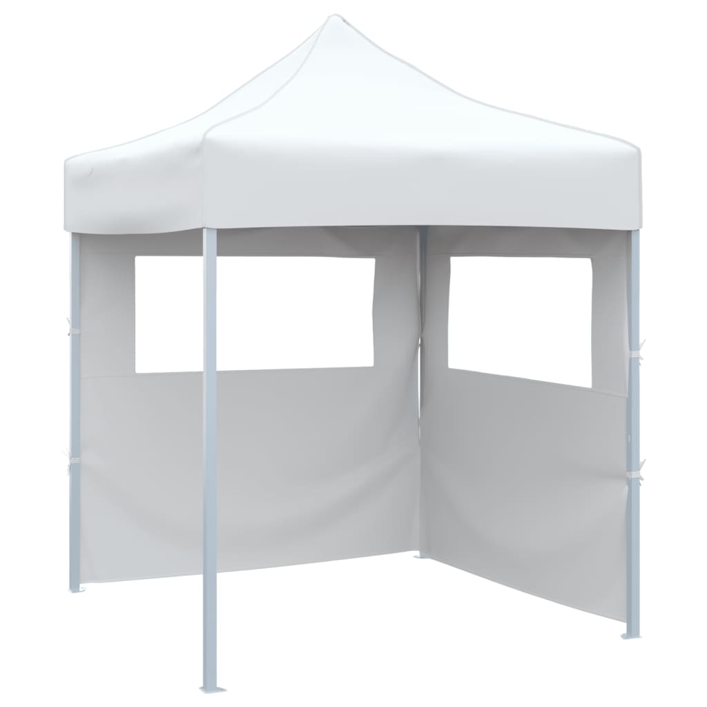 vidaXL Cort de petrecere pliabil cu 2 pereți laterali, alb, 2x2m, oțel vidaXL Cort de petrecere pliabil cu 2 pereți laterali, alb, 2x2m, oțel