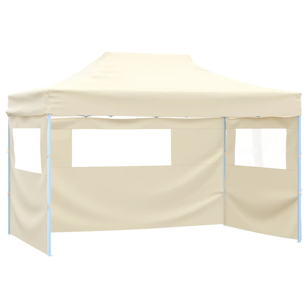 vidaXL Cort de petrecere pliabil cu 3 pereți, crem, 3 x 4 m, oțel vidaXL Cort de petrecere pliabil cu 3 pereți, crem, 3 x 4 m, oțel
