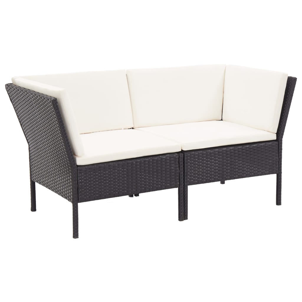 vidaXL Set mobilier de grădină cu perne, 8 piese, negru, poliratan