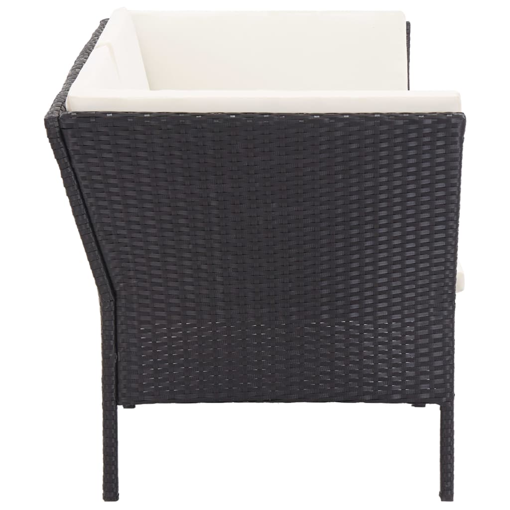 vidaXL Set mobilier de grădină cu perne, 8 piese, negru, poliratan
