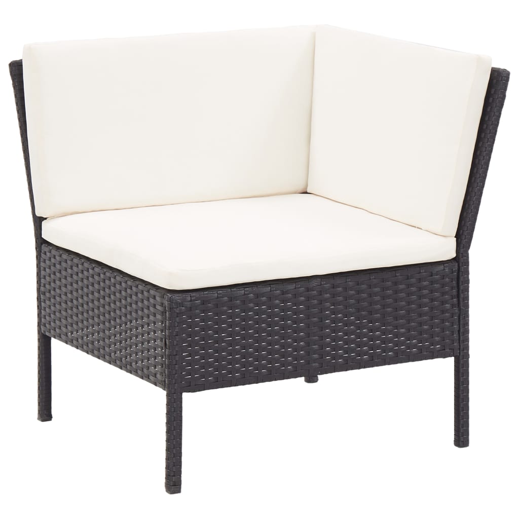 vidaXL Set mobilier de grădină cu perne, 8 piese, negru, poliratan
