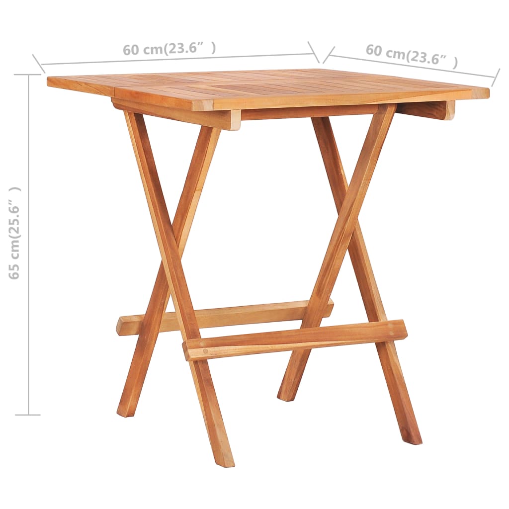 vidaXL Masă de bistro pliabilă, 60 x 60 x 65 cm, lemn masiv de tec vidaXL Masă de bistro pliabilă, 60 x 60 x 65 cm, lemn masiv de tec