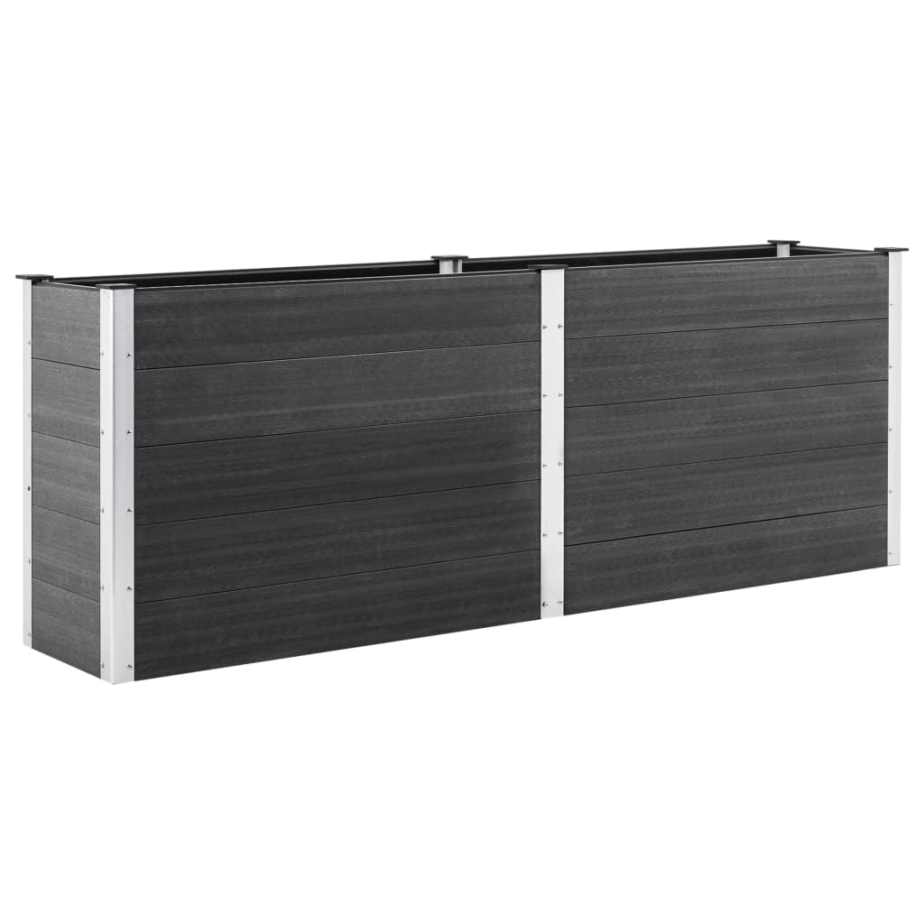 vidaXL Strat înălțat de grădină, gri, 250 x 100 x 91 cm, WPC
