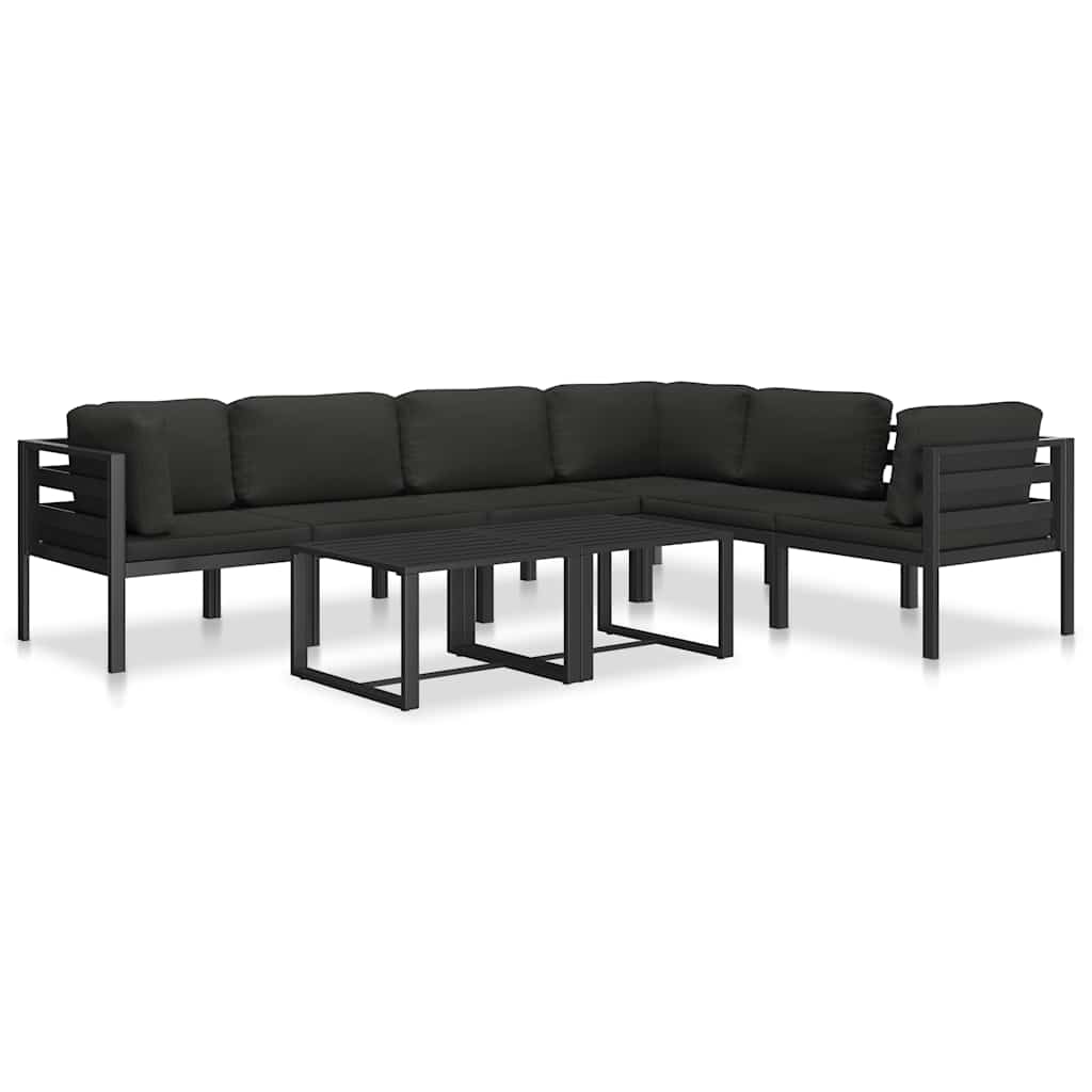 vidaXL Canapea de 1 persoană cu perne, antracit, aluminiu