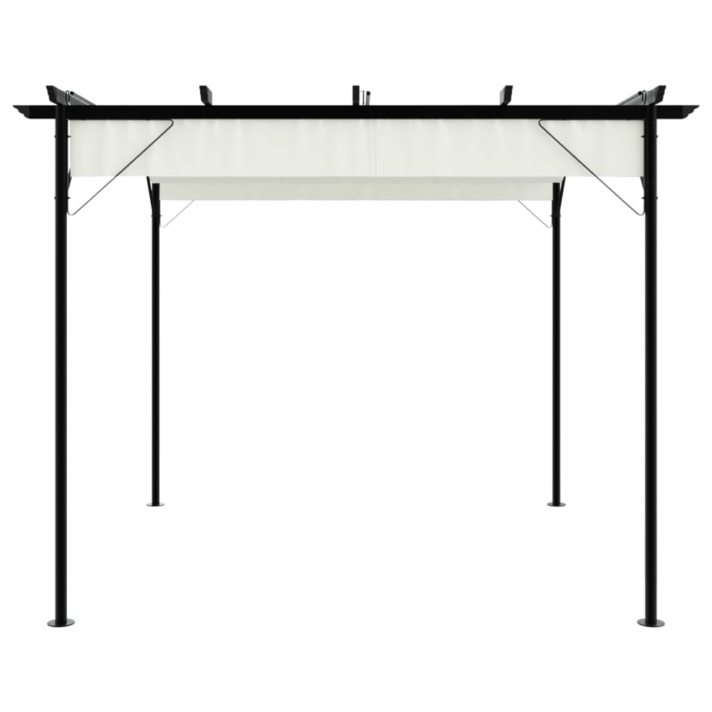 vidaXL Pergolă cu acoperiș retractabil, alb crem, 3 x 3 m, oțel vidaXL Pergolă cu acoperiș retractabil, alb crem, 3 x 3 m, oțel