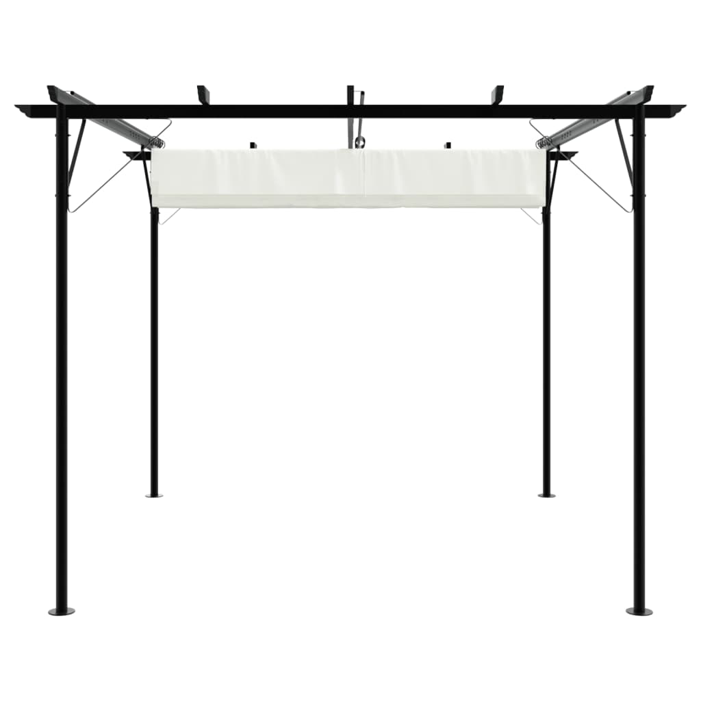 vidaXL Pergolă cu acoperiș retractabil, alb crem, 3 x 3 m, oțel vidaXL Pergolă cu acoperiș retractabil, alb crem, 3 x 3 m, oțel