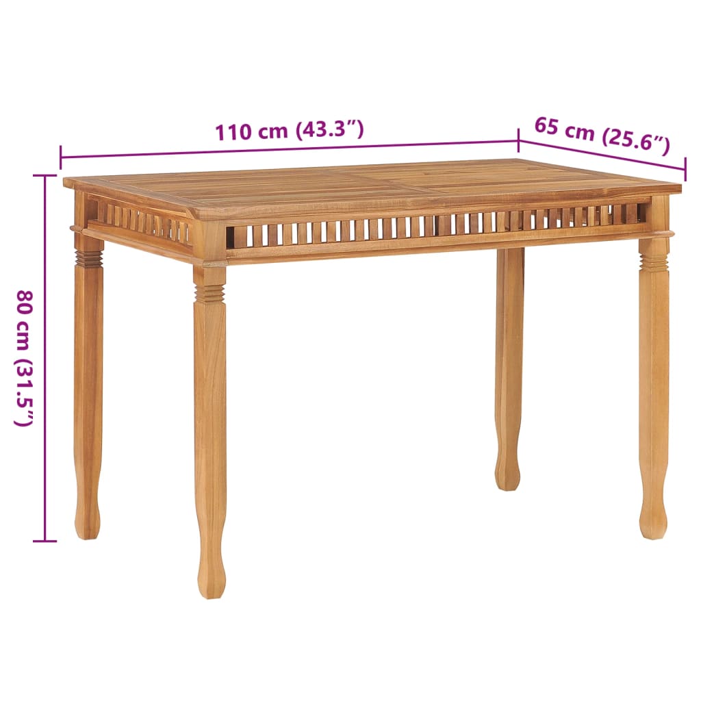 vidaXL Masă de grădină, 110 x 65 x 80 cm, lemn masiv de tec vidaXL Masă de grădină, 110 x 65 x 80 cm, lemn masiv de tec