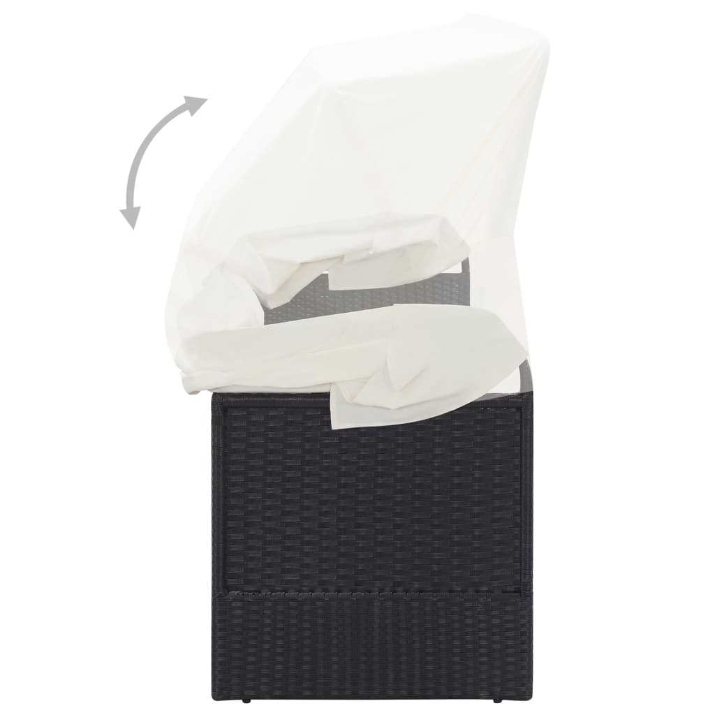 vidaXL Canapea de grădină cu copertină, negru, poliratan vidaXL Canapea de grădină cu copertină, negru, poliratan