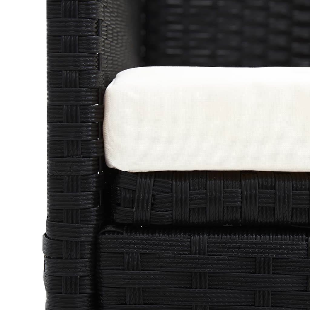vidaXL Canapea de grădină cu copertină, negru, poliratan vidaXL Canapea de grădină cu copertină, negru, poliratan