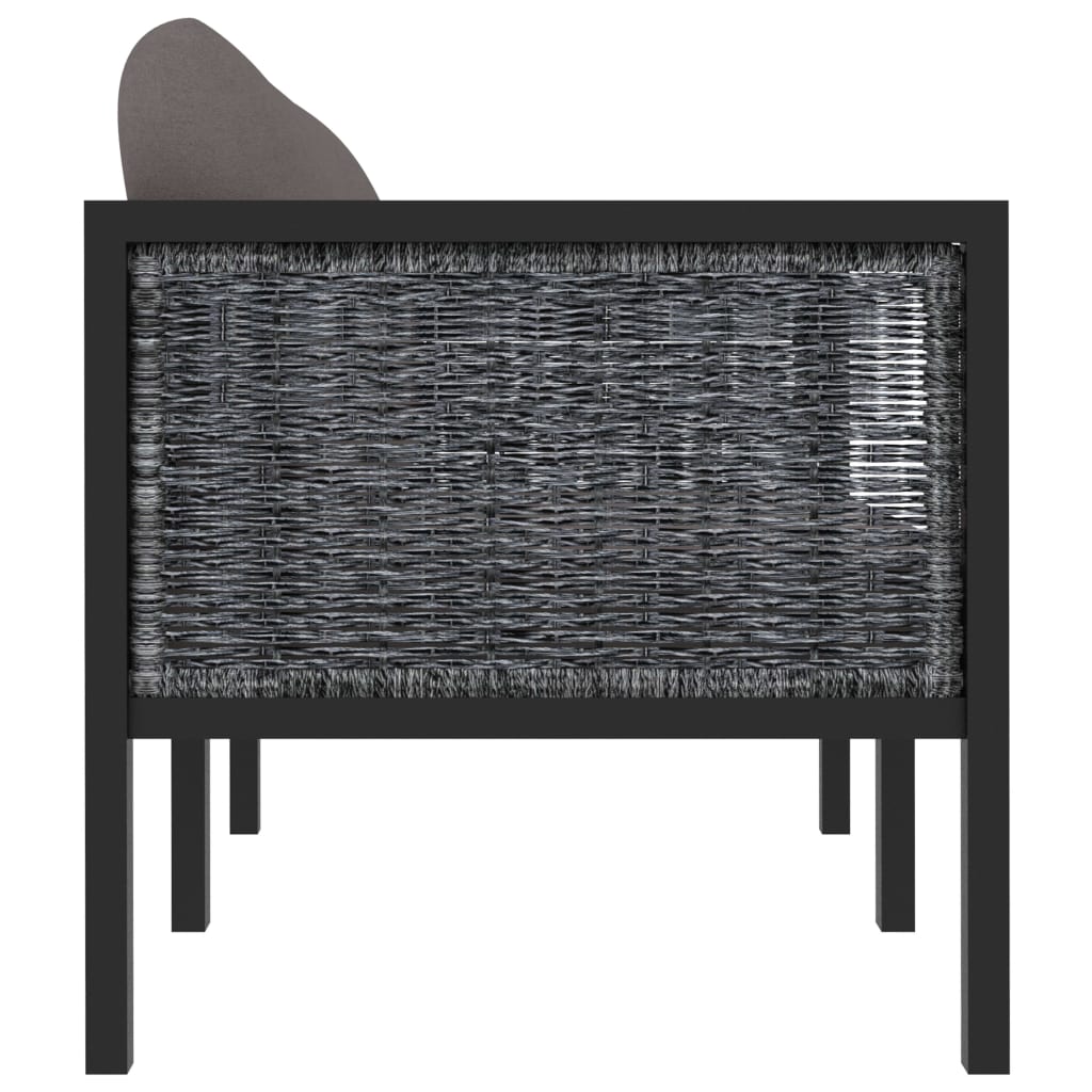 vidaXL Canapea cu 2 locuri, cu perne, antracit, poliratan