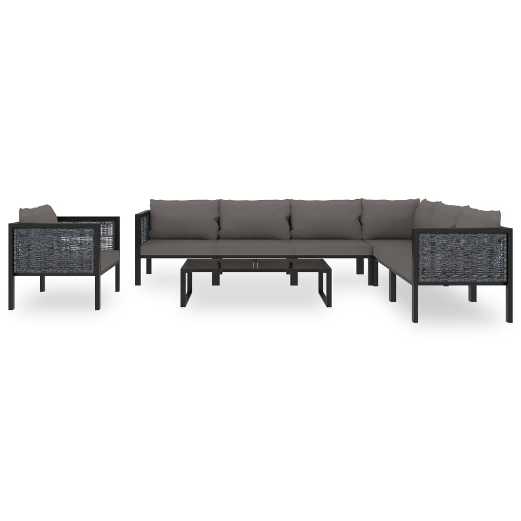 vidaXL Set mobilier de grădină cu perne, 8 piese, antracit, poliratan vidaXL Set mobilier de grădină cu perne, 8 piese, antracit, poliratan