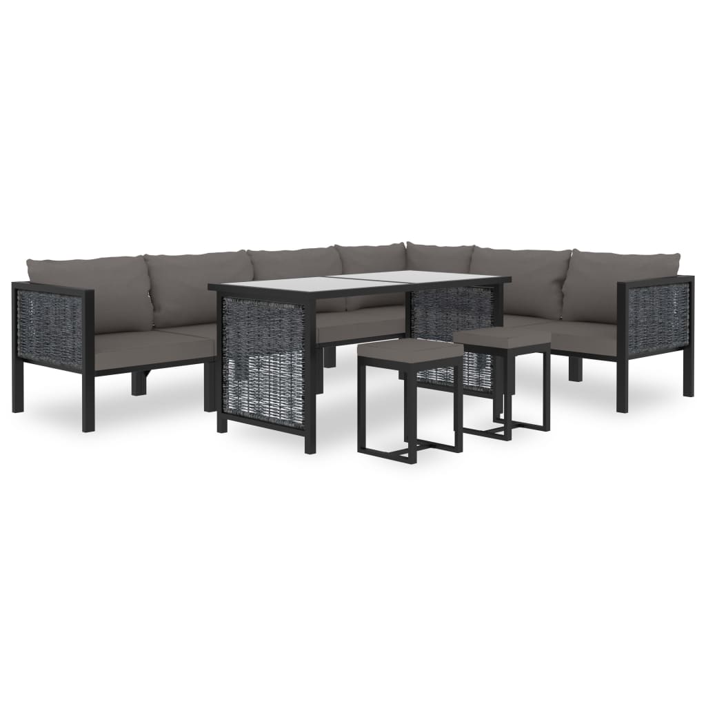 vidaXL Set mobilier de grădină cu perne, 9 piese, antracit, poliratan vidaXL Set mobilier de grădină cu perne, 9 piese, antracit, poliratan