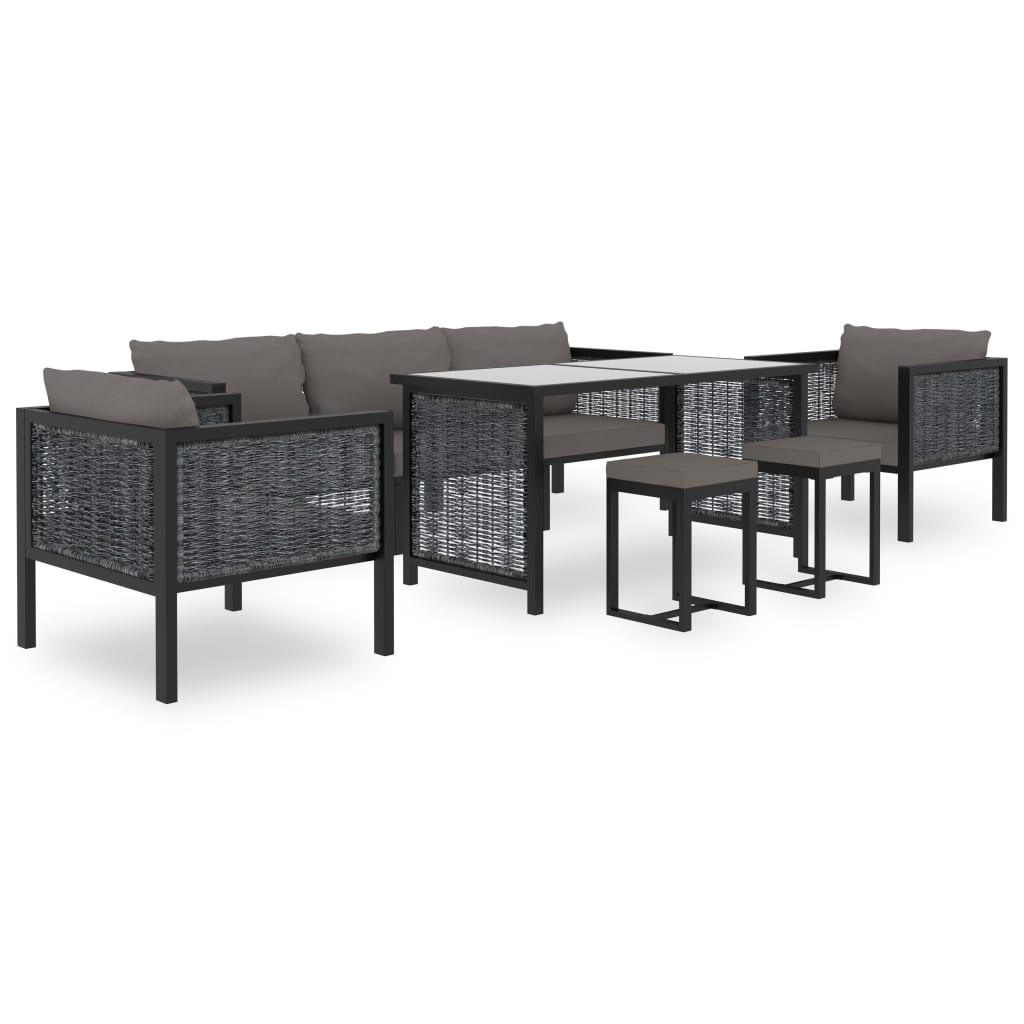 vidaXL Set mobilier de grădină cu perne, 8 piese, antracit, poliratan vidaXL Set mobilier de grădină cu perne, 8 piese, antracit, poliratan