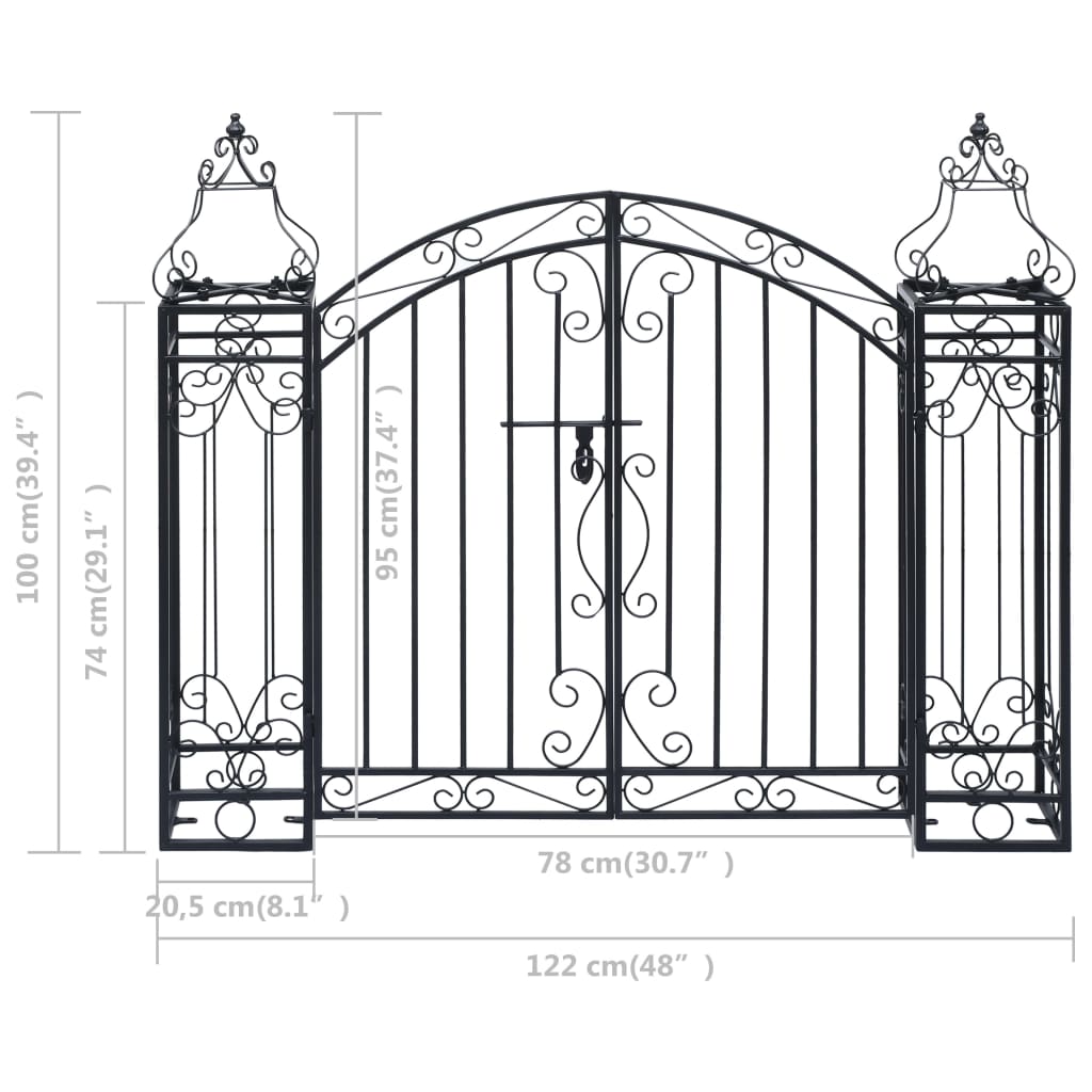 vidaXL Poartă de grădină ornamentală, 122 x 20,5 x 100 cm, fier forjat vidaXL Poartă de grădină ornamentală, 122 x 20,5 x 100 cm, fier forjat