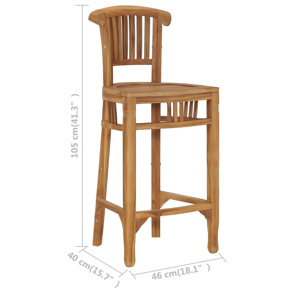 vidaXL Scaun de bar, lemn masiv de tec vidaXL Scaun de bar, lemn masiv de tec