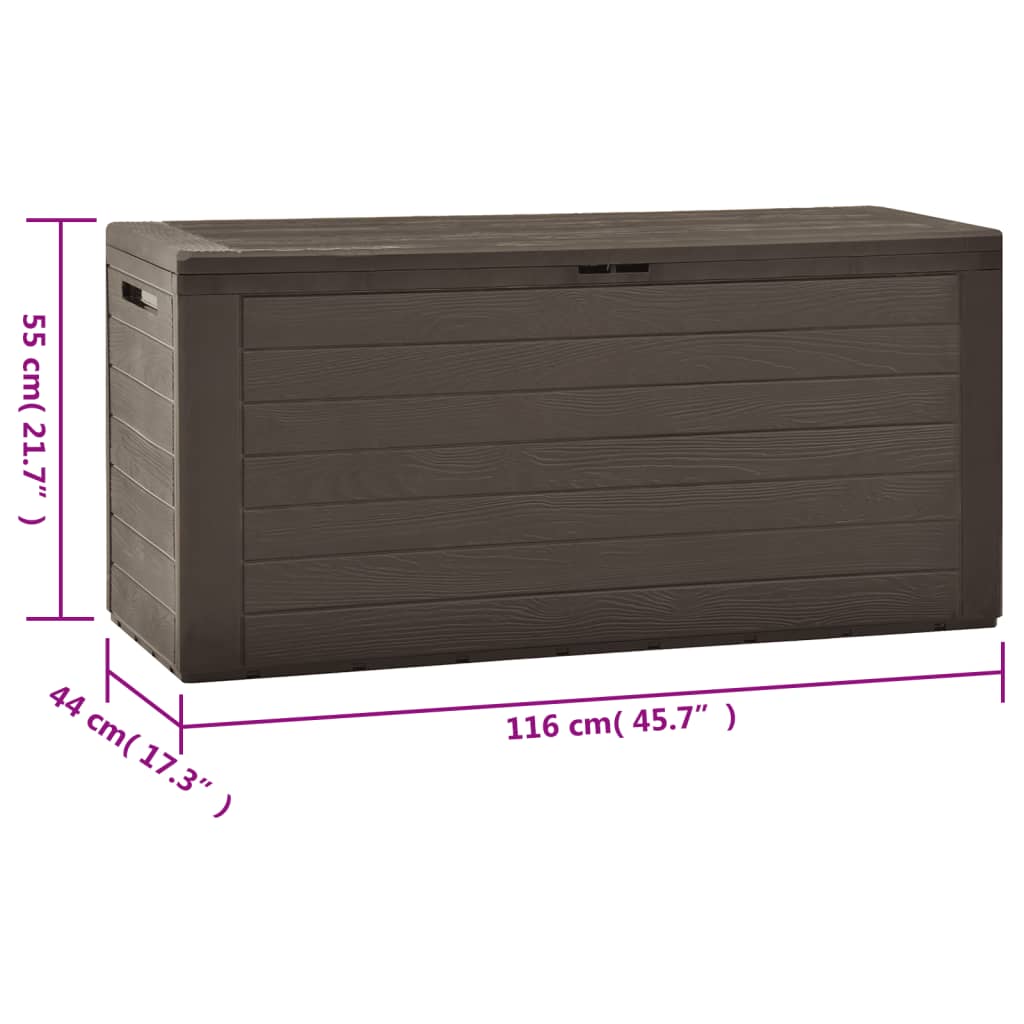 vidaXL Ladă de depozitare pentru grădină, maro, 116 x 44 x 55 cm vidaXL Ladă de depozitare pentru grădină, maro, 116 x 44 x 55 cm