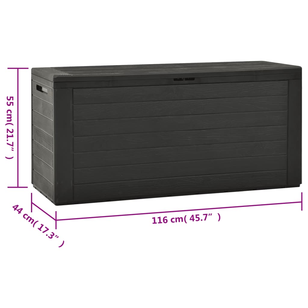 vidaXL Ladă de depozitare pentru grădină, antracit, 116 x 44 x 55 cm vidaXL Ladă de depozitare pentru grădină, antracit, 116 x 44 x 55 cm