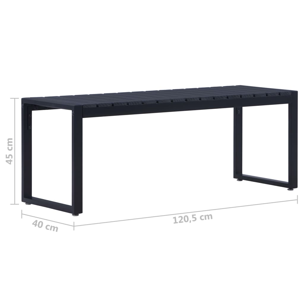vidaXL Bancă de grădină, negru, 120,5 cm, placă PS vidaXL Bancă de grădină, negru, 120,5 cm, placă PS