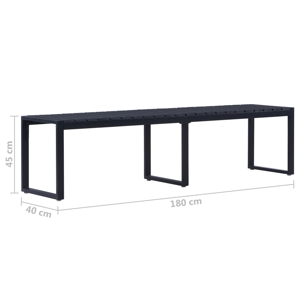vidaXL Bancă de grădină, negru, 180 cm, placă PS