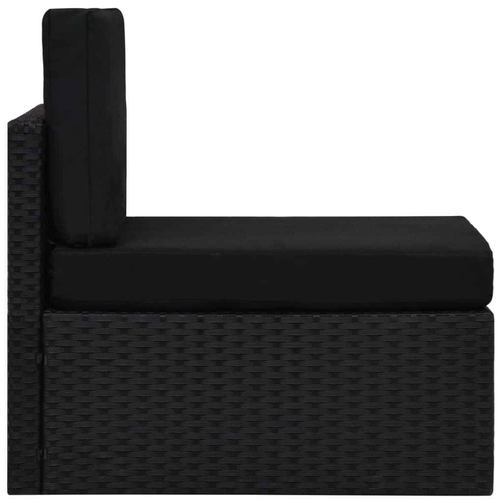 vidaXL Canapea de mijloc modulară, negru, poliratan vidaXL Canapea de mijloc modulară, negru, poliratan