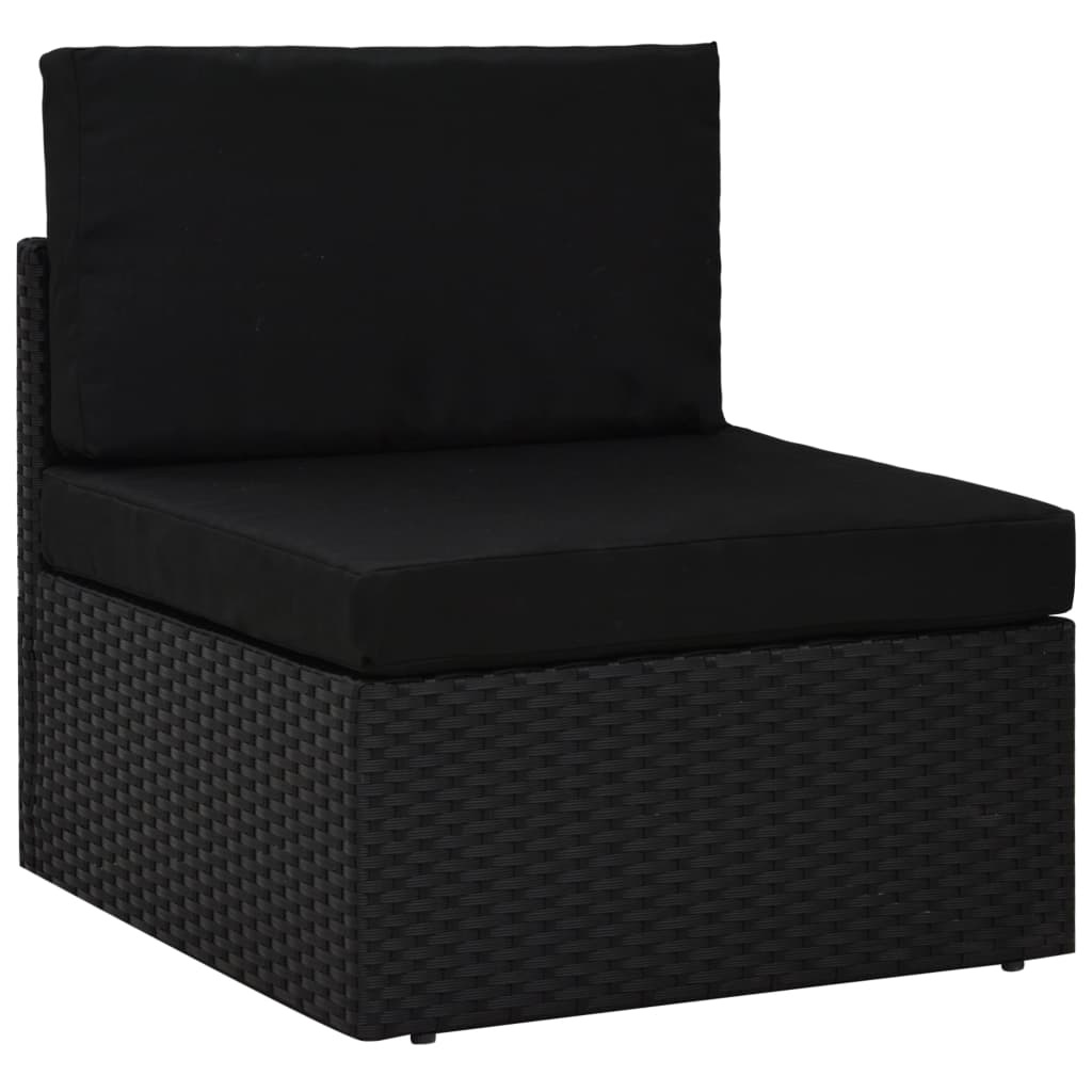vidaXL Canapea de mijloc modulară, negru, poliratan vidaXL Canapea de mijloc modulară, negru, poliratan