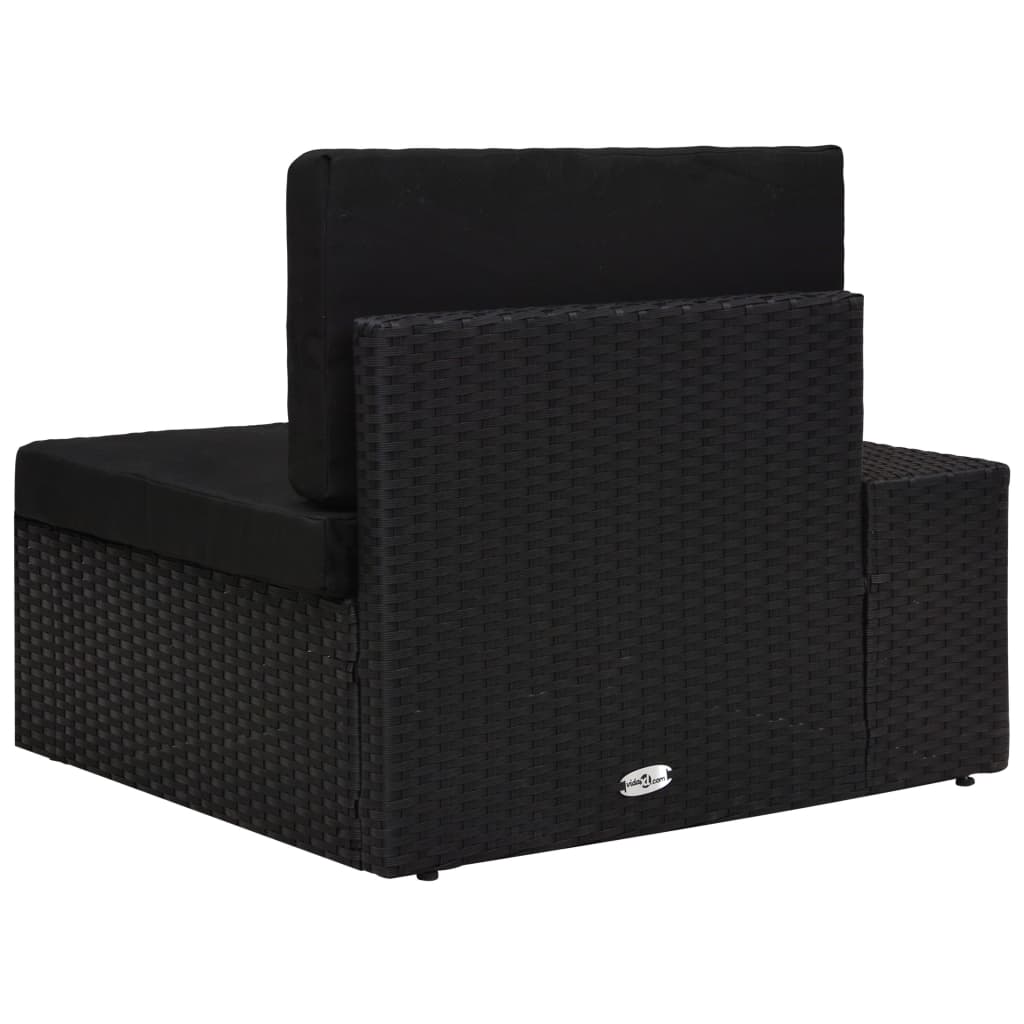 vidaXL Canapea de colț modulară cu cotieră dreapta, negru, poliratan