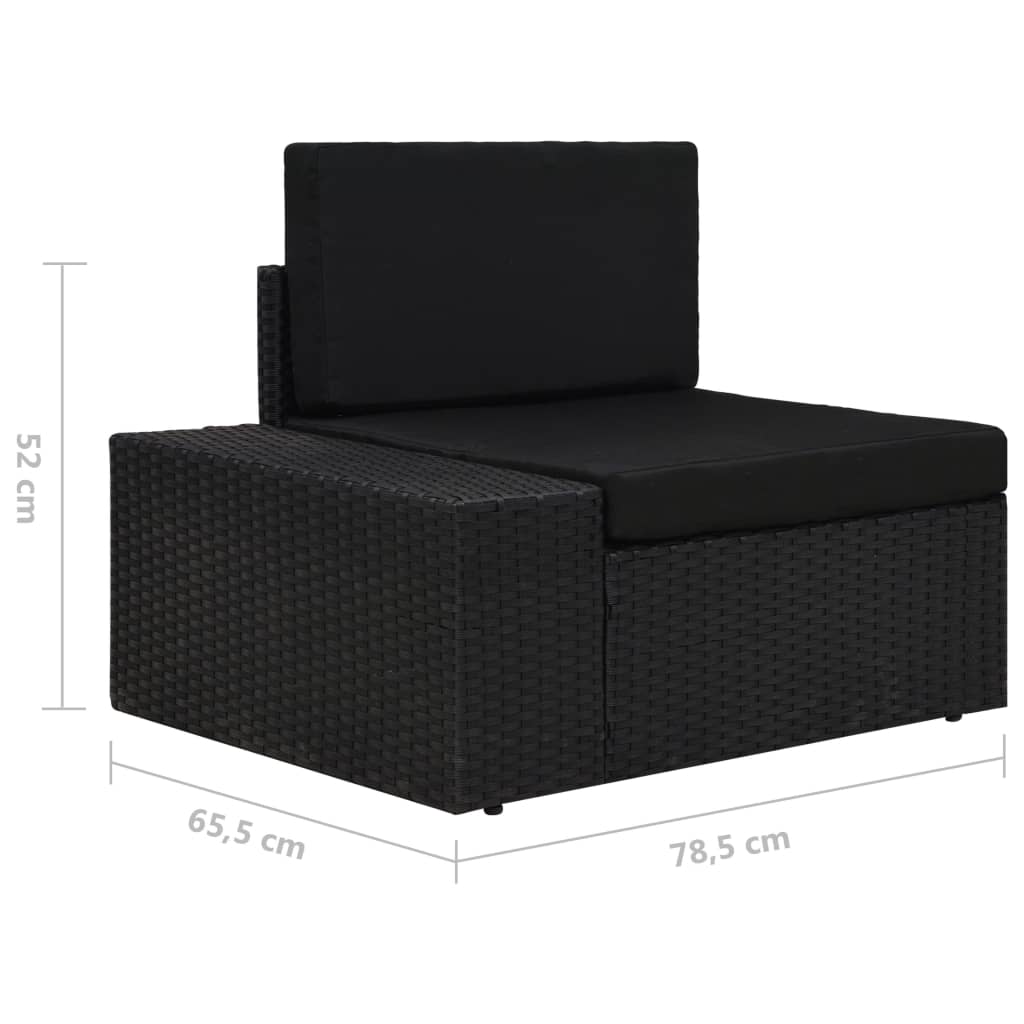 vidaXL Canapea de colț modulară cu cotieră dreapta, negru, poliratan