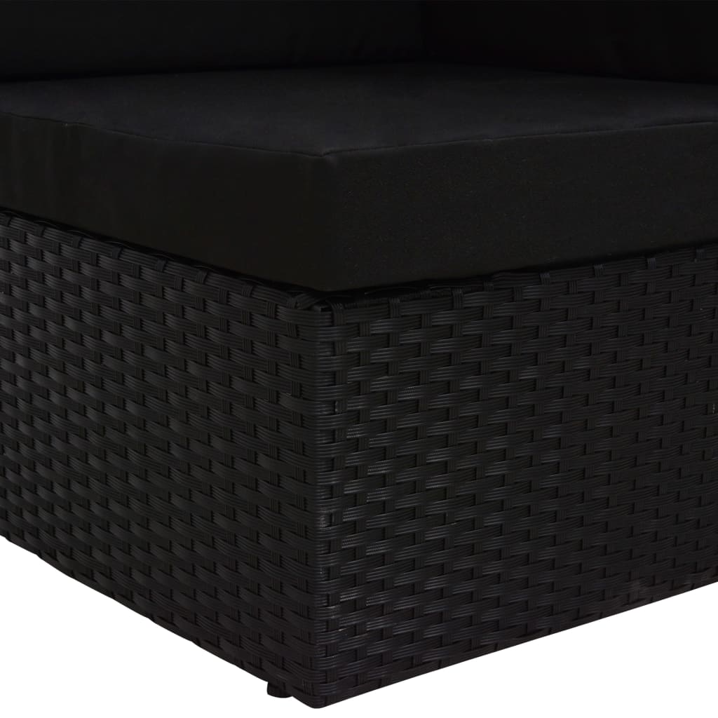 vidaXL Canapea de colț modulară, negru, poliratan vidaXL Canapea de colț modulară, negru, poliratan