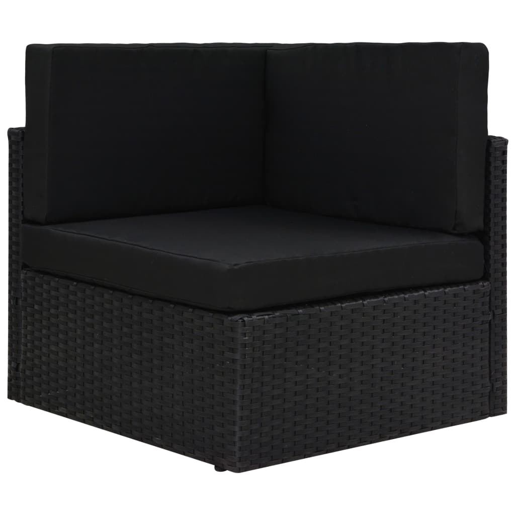 vidaXL Canapea de colț modulară, negru, poliratan vidaXL Canapea de colț modulară, negru, poliratan