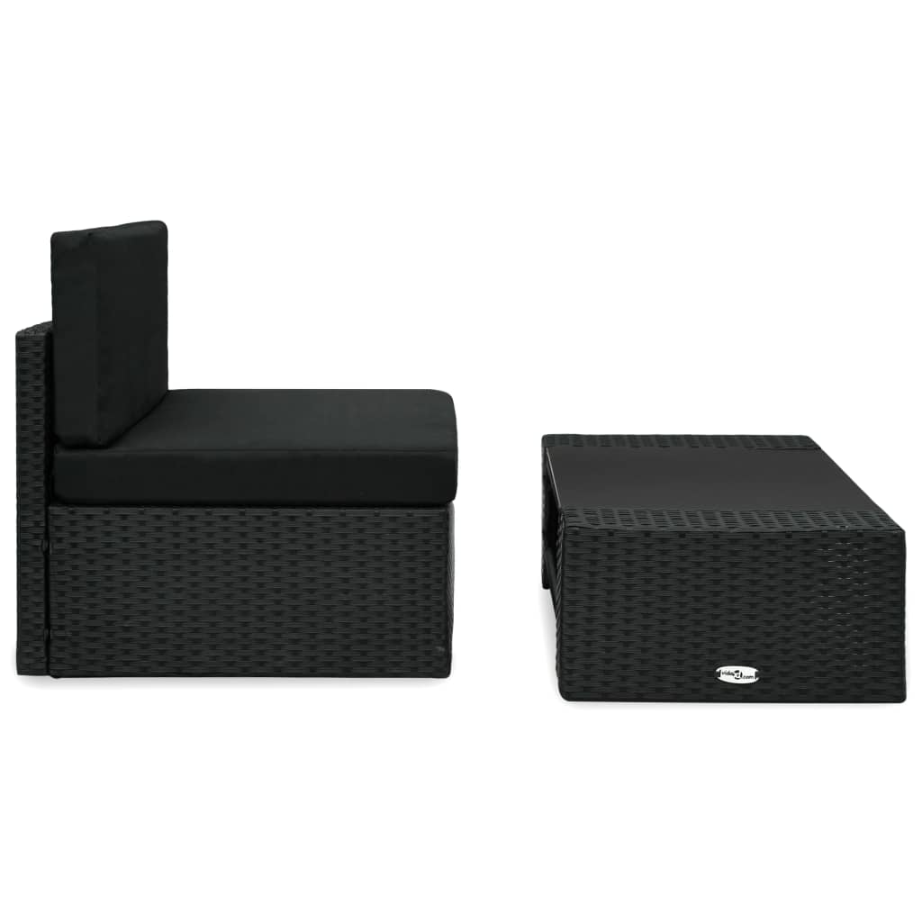 vidaXL Set mobilier de grădină, 2 piese, negru, poliratan vidaXL Set mobilier de grădină, 2 piese, negru, poliratan