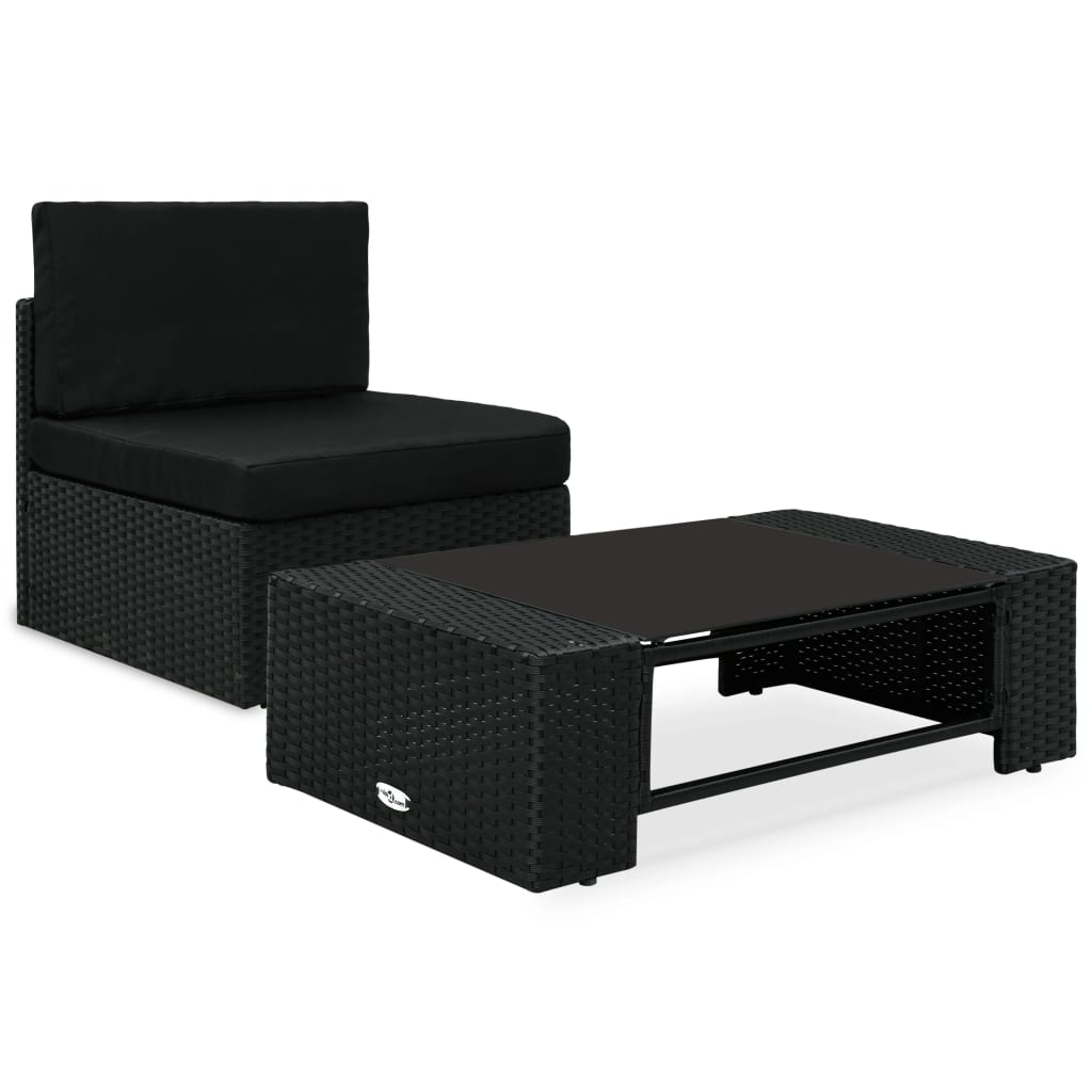 vidaXL Set mobilier de grădină, 2 piese, negru, poliratan vidaXL Set mobilier de grădină, 2 piese, negru, poliratan